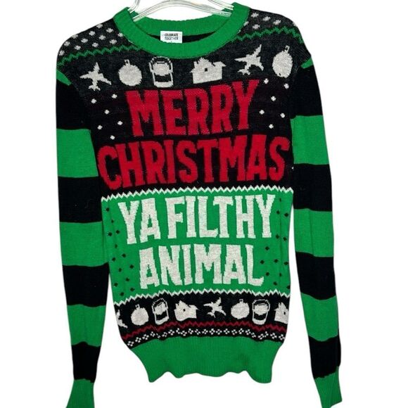 Celebrate Together Home Alone “Filthy Animal” Ugly Christmas Sweater. Size Small - Picture 2 of 8